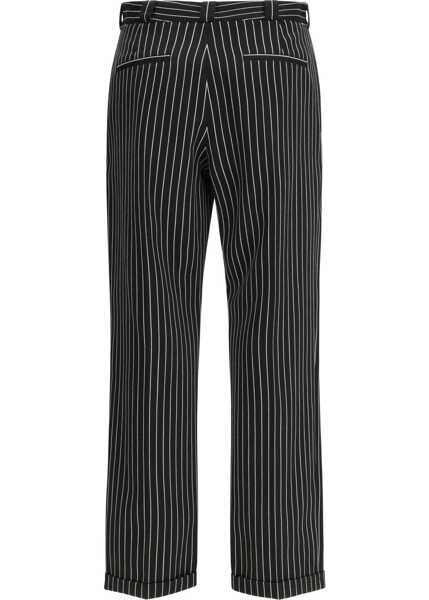 Pantaloni casual Tom Ford STRIPED WOOL COTTON BARATHEA CHINO PANTS BLACK/ECRU Femei (BM 19723367) 2
