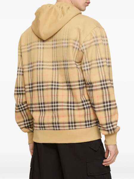 Hanorace Burberry Check Zipper Sweatshirt Beige Barbati (BM 19723491) 3
