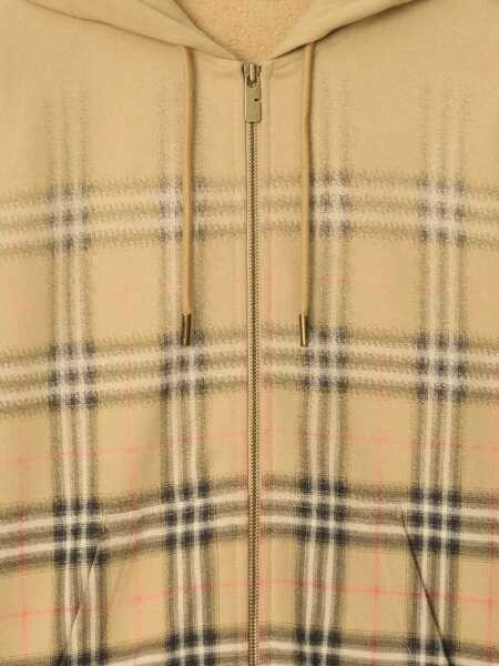 Hanorace Burberry Check Zipper Sweatshirt Beige Barbati (BM 19723491) 4