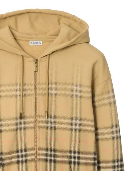 Hanorace Burberry Check Zipper Sweatshirt Beige Barbati (BM 19723491) 5