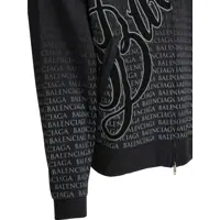 Topuri pentru Barbati - Hanorace Balenciaga Big B zippered hooded sweatshirt Black Barbati (BM 19723506) - B-mall.ro