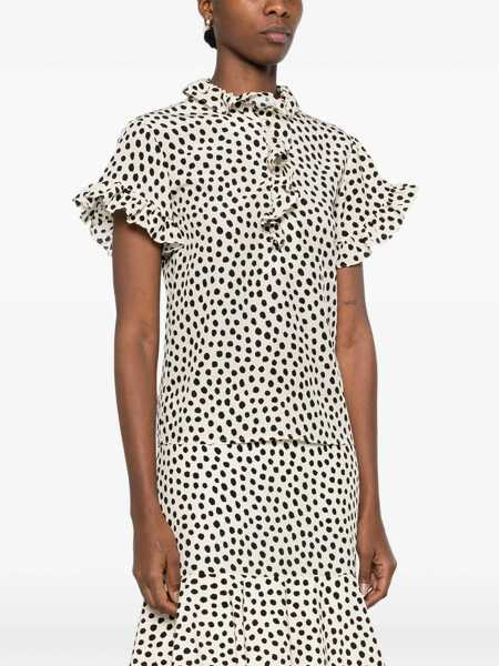 Bluze Chloe Crepe de chine ruffle blouse Beige Femei (BM 19723524) 3