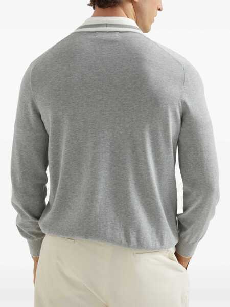 Cardigane Brunello Cucinelli Cotton cardigan with logo Grey Barbati (BM 19723545) 4