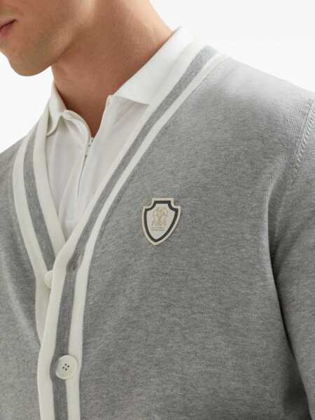 Cardigane Brunello Cucinelli Cotton cardigan with logo Grey Barbati (BM 19723545) 5
