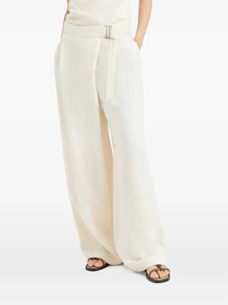 Pantaloni casual Brunello Cucinelli Sartorial Wrap Pants White Femei (BM 19723548) 4