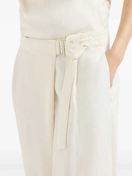 Pantaloni casual Brunello Cucinelli Sartorial Wrap Pants White Femei (BM 19723548) 5