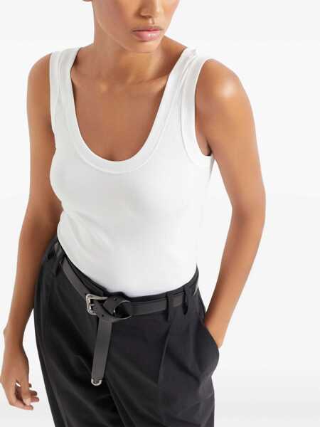 Bluze Brunello Cucinelli Jersey tank top with jewel White Femei (BM 19723554) 5