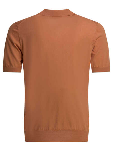 Tricouri Polo Brunello Cucinelli Cotton buttonless polo shirt Orange Barbati (BM 19723563) 2