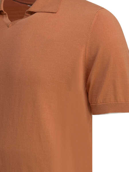 Tricouri Polo Brunello Cucinelli Cotton buttonless polo shirt Orange Barbati (BM 19723563) 4