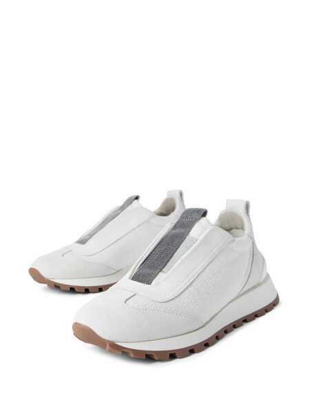 Sneakers Brunello Cucinelli Canvas and suede sneaker with Precious Detail White Femei (BM 19723569) 4