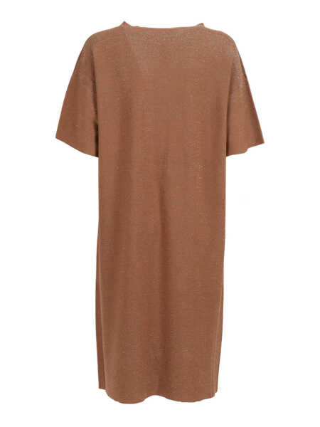 Rochii Fabiana Filippi LUREX COTTON WOOL SACK KNIT DRESS Beige Femei (BM 19723596) 2