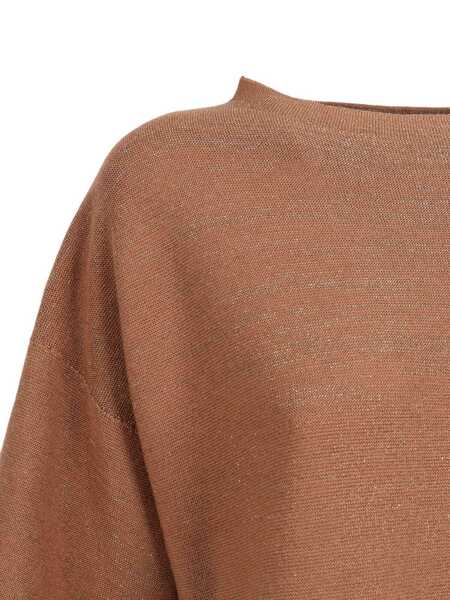 Rochii Fabiana Filippi LUREX COTTON WOOL SACK KNIT DRESS Beige Femei (BM 19723596) 3