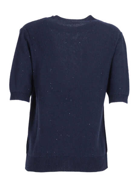 Pulovere Fabiana Filippi SEQUIN SHORT SLEEVE CREW NECK SWEATER Blue Femei (BM 19723602) 2