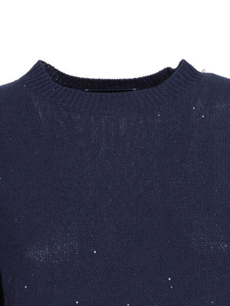Pulovere Fabiana Filippi SEQUIN SHORT SLEEVE CREW NECK SWEATER Blue Femei (BM 19723602) 3