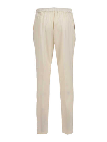 Pantaloni Fabiana Filippi BISTRETCH WOOL PLEATED JOGGING TROUSERS WITH FILO DIAMANTE White Femei (BM 19723614) 2