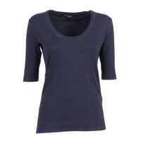 Tricouri RIBBED COTTON JERSEY U NECK T-SHIRT FILO DIAMANTE DETAIL Femei