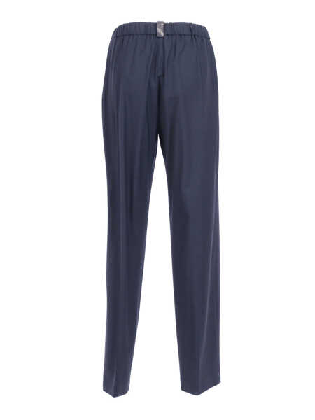 Pantaloni Fabiana Filippi BISTRETCH WOOL JOGGING TROUSERS WITH FILO DIAMANTE Blue Femei (BM 19723635) 2