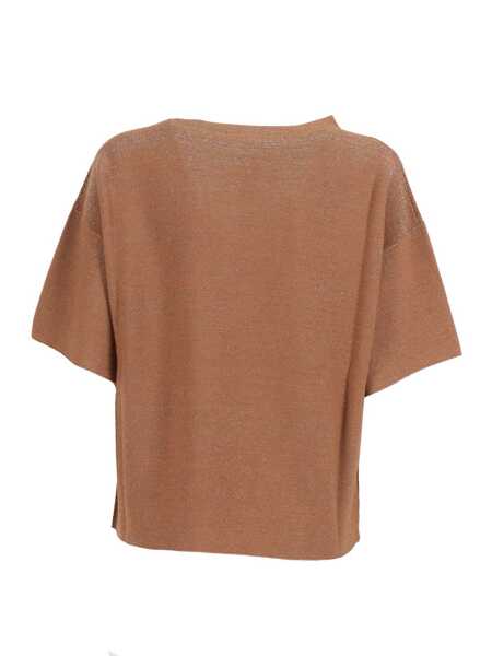 Pulovere Fabiana Filippi LUREX COTTON WOOL BOATNECK SHORT SLEEVE SWEATER Beige Femei (BM 19723641) 2