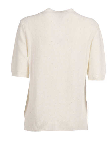 Pulovere Fabiana Filippi SEQUIN SHORT SLEEVE CREW NECK SWEATER White Femei (BM 19723647) 2