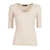 Fabiana Filippi RIBBED COTTON JERSEY U NECK T-SHIRT FILO DIAMANTE DETAIL White