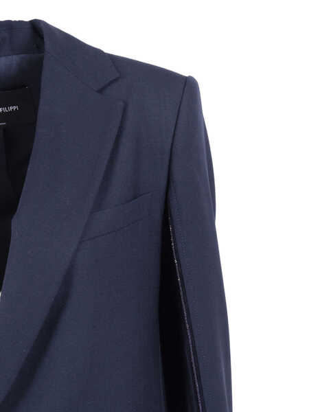 Paltoane Fabiana Filippi BISTRETCH WOOL SINGLE BREASTED JACKET WITH FILO DIAMANTE Blue Femei (BM 19723668) 4