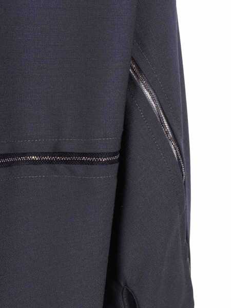 Camasi Fabiana Filippi BISTRETCH WOOL 3/4 SLEEVE SHIRT,TULLE AND FILO DIAMANTE Blue Femei (BM 19723671) 3