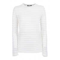 Pulovere casual SEQUIN COTTON LINEN BOATNECK SWEATER,ORGANZA EFFECT STRIPE Femei