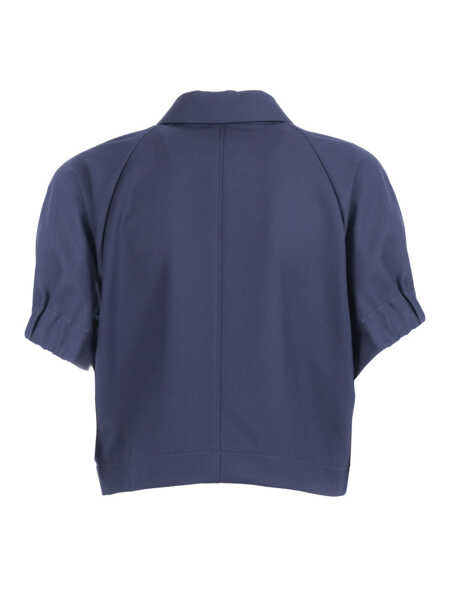 Paltoane Fabiana Filippi TECH WOOL SHORT SLEEVE BOMBER Blue Femei (BM 19723680) 2