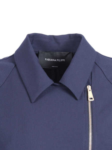 Paltoane Fabiana Filippi TECH WOOL SHORT SLEEVE BOMBER Blue Femei (BM 19723680) 3