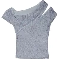 Rochii Self-Portrait Dama - Rochii casual Self-Portrait Asymmetrical Top With Rhinestones BLUE Femei (BM 19723820) - B-mall.ro