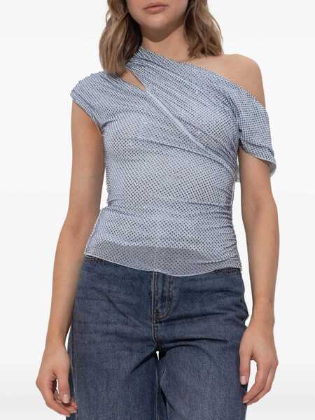 Rochii casual Self-Portrait Asymmetrical Top With Rhinestones BLUE Femei (BM 19723820) 3