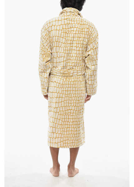 Halate de baie Roberto Cavalli Cotton Terry Bathrobe Cocco Gold With Belt White Barbati (BM 19724132) 2