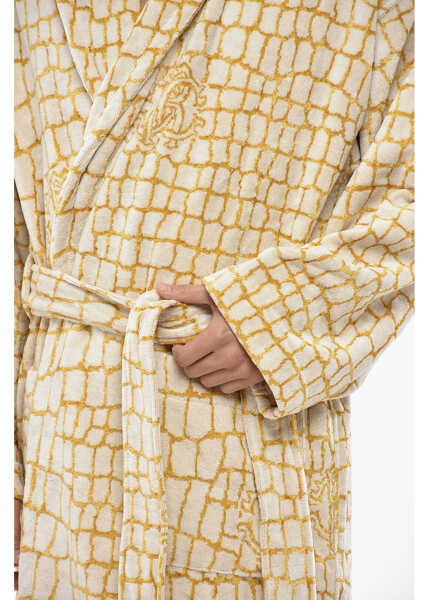 Halate de baie Roberto Cavalli Cotton Terry Bathrobe Cocco Gold With Belt White Barbati (BM 19724132) 3