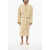Roberto Cavalli Cotton Terry Bathrobe Cocco Gold With Belt White