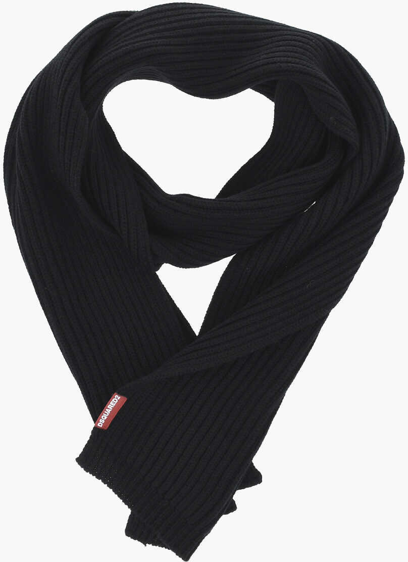 Esarfe DSQUARED2 Ribbed Wool Scarf Black Barbati (BM 19724156) 2