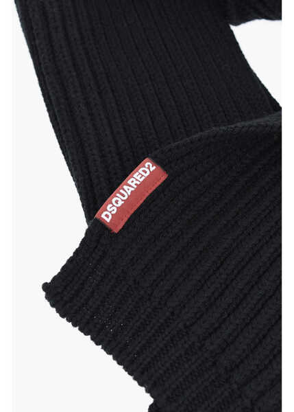 Esarfe DSQUARED2 Ribbed Wool Scarf Black Barbati (BM 19724156) 3