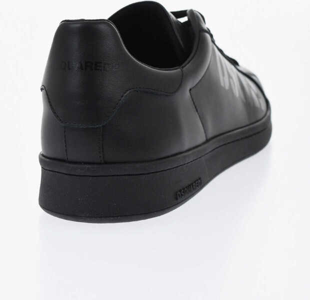 Sneakers DSQUARED2 Solid Color Leather Boxer Low Top Sneakers With Tone On Tone Black Barbati (BM 19724162) 2