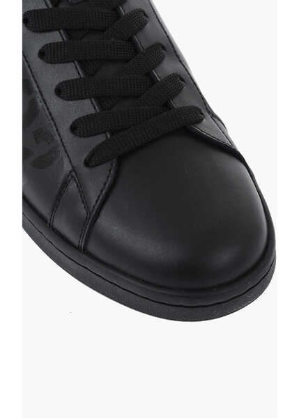 Sneakers DSQUARED2 Solid Color Leather Boxer Low Top Sneakers With Tone On Tone Black Barbati (BM 19724162) 4