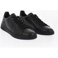 Sneakers Solid Color Leather Boxer Low Top Sneakers With Tone On Tone Barbati