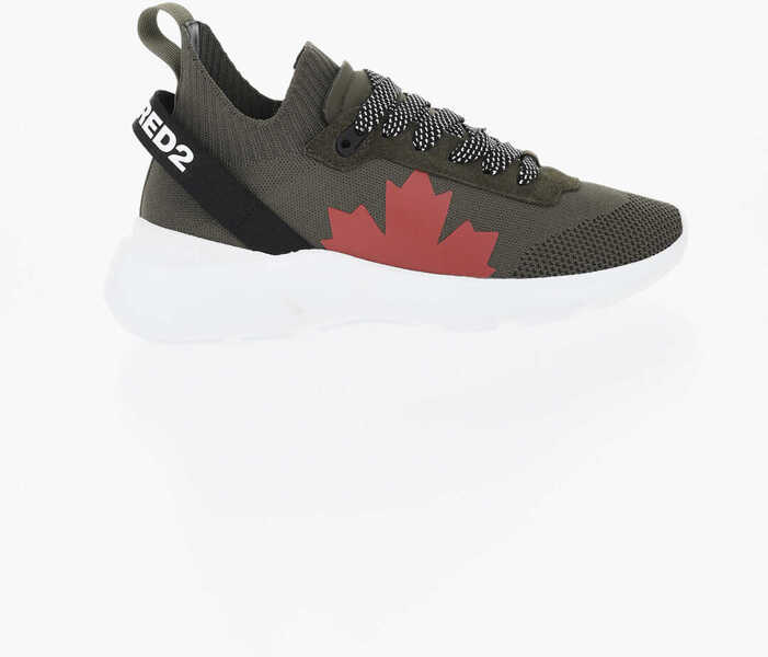 Sneakers DSQUARED2 Technical Fabric Fly Low Top Sneakers With Embossed Logo Military Green Barbati (BM 19724168) 3