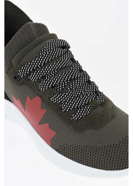 Sneakers DSQUARED2 Technical Fabric Fly Low Top Sneakers With Embossed Logo Military Green Barbati (BM 19724168) 4