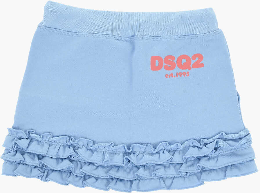 Fuste DSQUARED2 Brushed Cotton Skirt With Ruffles Blue Fete (BM 19724171) 3