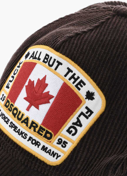 Caciuli DSQUARED2 Corduroy Cap With Contrasting Details Brown Barbati (BM 19724174) 3
