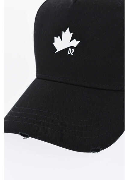 Caciuli DSQUARED2 Solid Color Cap With Contrasting Detail Black Barbati (BM 19724177) 2