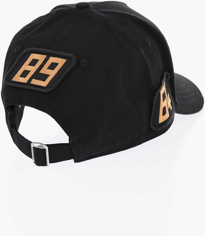 Caciuli DSQUARED2 Cotton Gabardine Cap With Patches Black Barbati (BM 19724186) 3