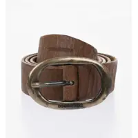 Curele Crinkled Leather Belt With Logoed Buckle 35Mm Barbati