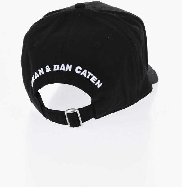 Caciuli DSQUARED2 Solid Color Cap With Logoed Patch Black Barbati (BM 19724195) 2