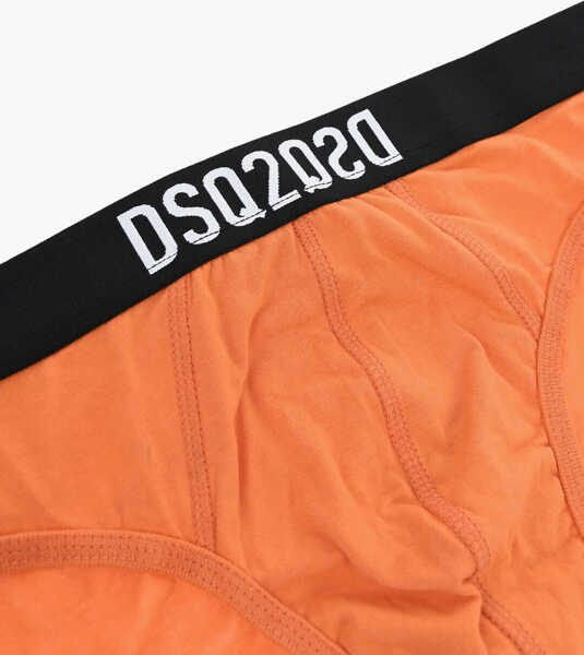 Chiloti DSQUARED2 Stretch Cotton Brief With Logoed Elastic Band Orange Barbati (BM 19724201) 2