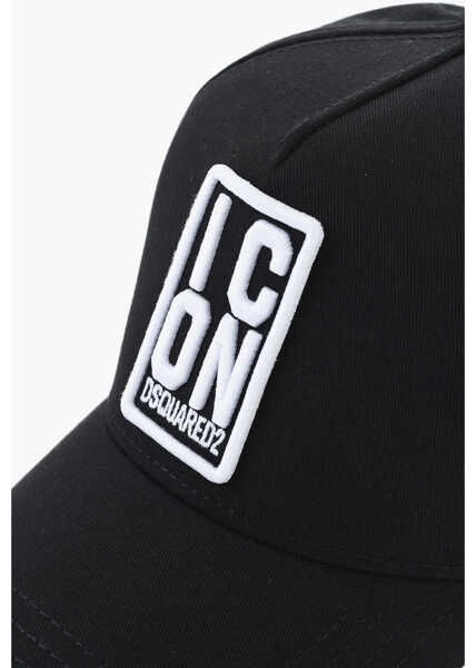 Caciuli DSQUARED2 Icon Cotton Gabardine Cap With Embossed Embroidery Black Barbati (BM 19724207) 2