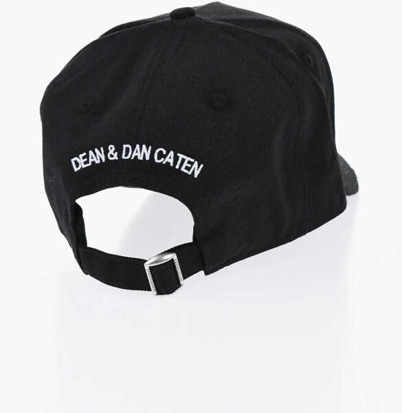 Caciuli DSQUARED2 Icon Cotton Gabardine Cap With Embossed Embroidery Black Barbati (BM 19724207) 3